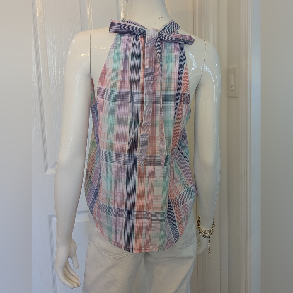 J. Crew Plaid Halter Top. Bow In The back. Small Resort Ready Preppy Style